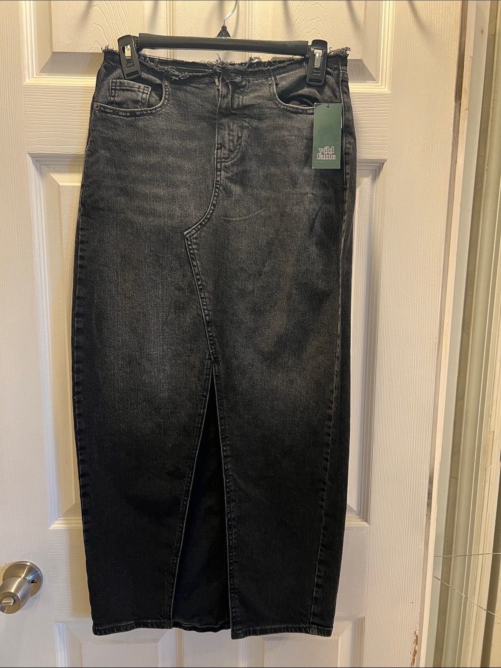 NWT wild fable Black High-Rise Denim  Skirt with Front Slit